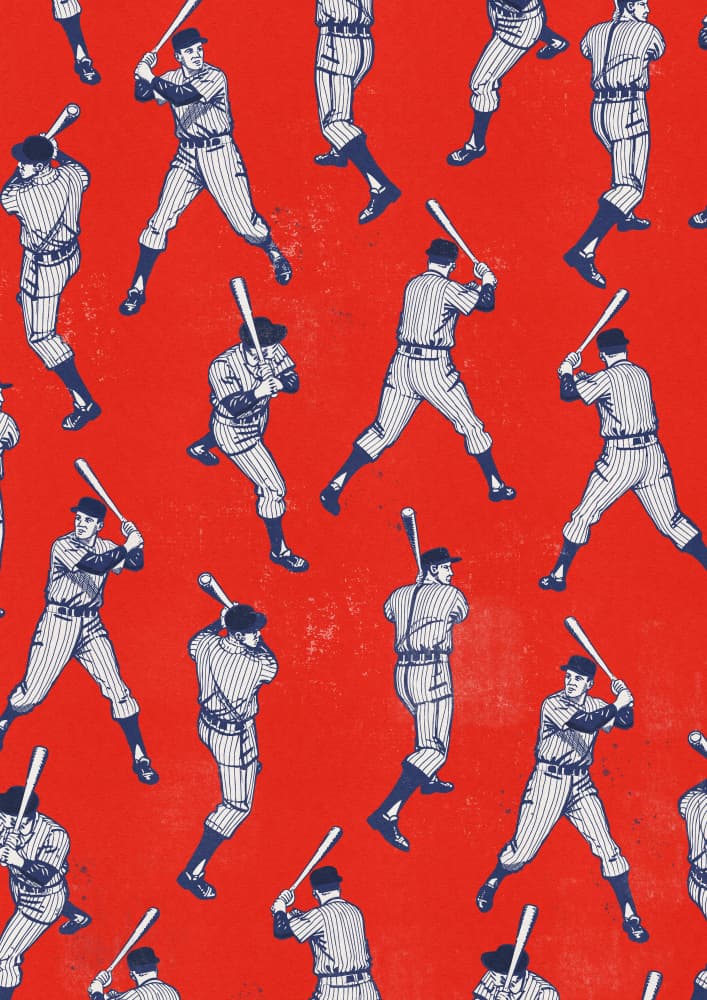Vintage Baseball Batters Pattern by Nicholas — canvas wall art
