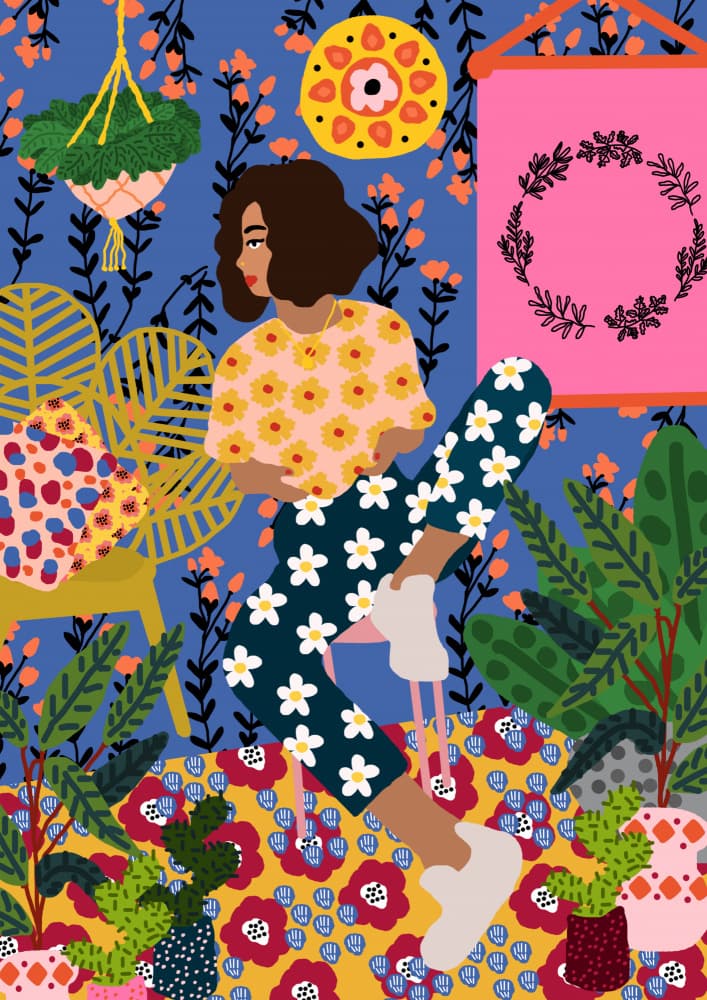Floral Retreat Girl by Rafaela Mascaro — canvas wall art