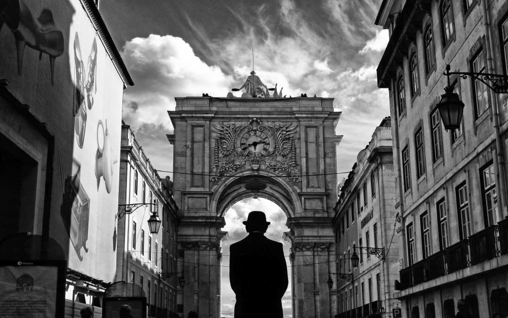Man Under Lisbon Arch by Josefina Melo — canvas wall art