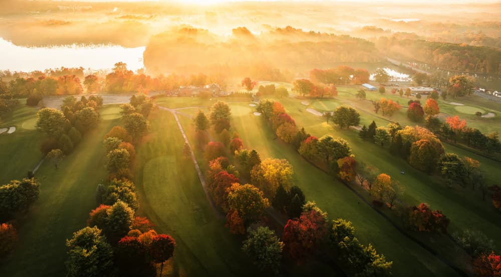 Golden Autumn Golf Course by Wei (David) Dai — canvas wall art