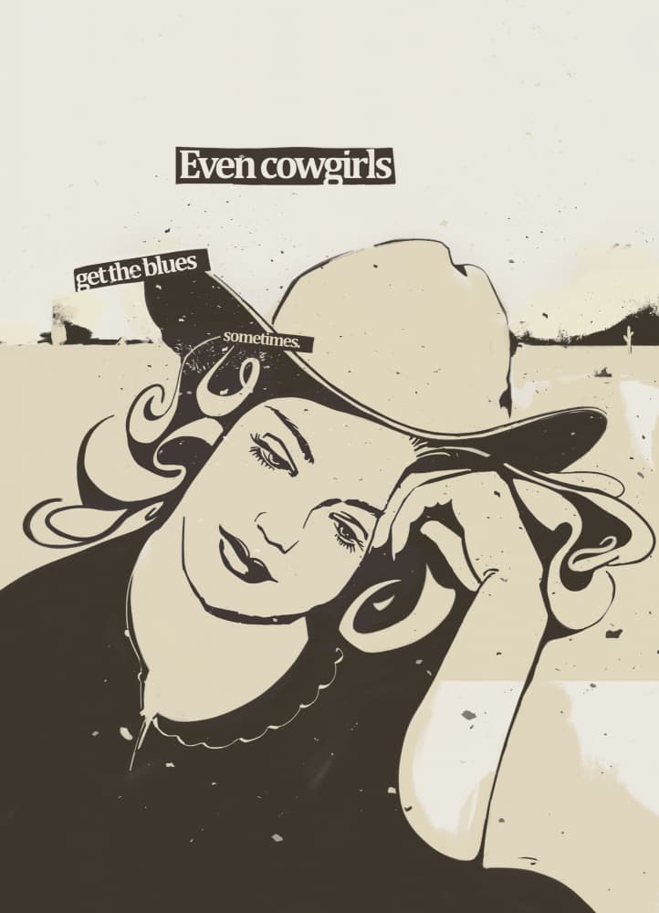 Western Cowgirl Blues by Dion Gem — canvas wall art