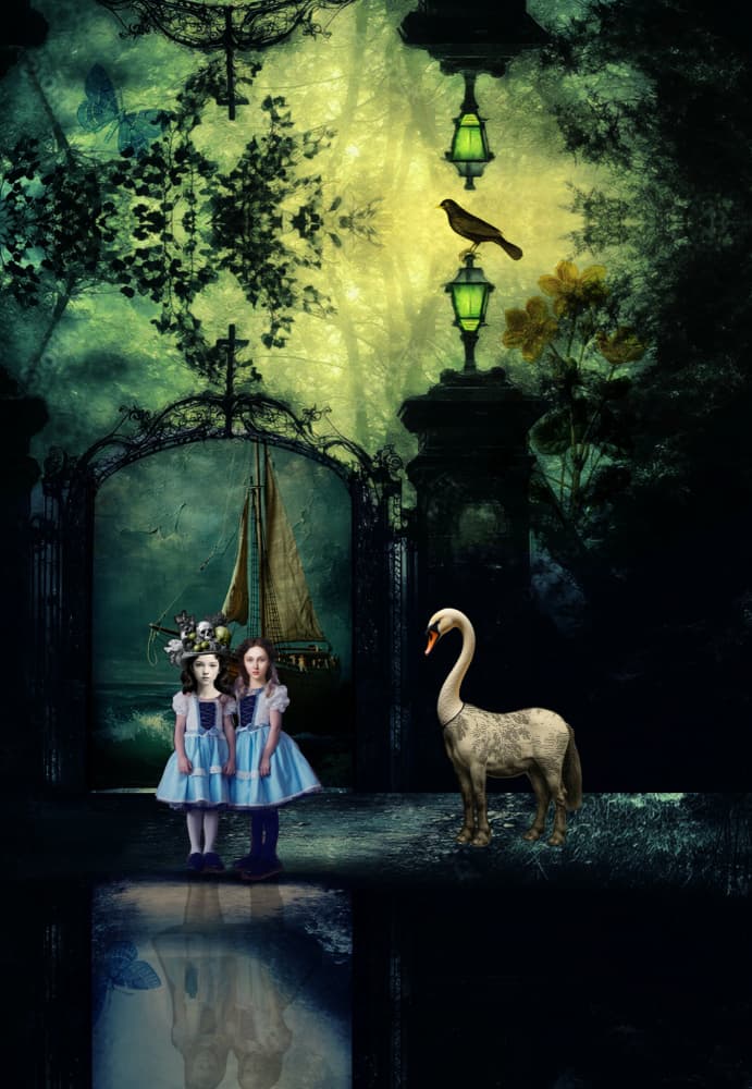 Girls In Enchanted Garden by Pascal Bouchet-Spiegel — canvas wall art