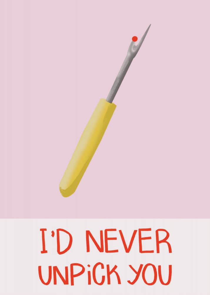 Seam Ripper Love Pun by Charlotte Trudgett — canvas wall art