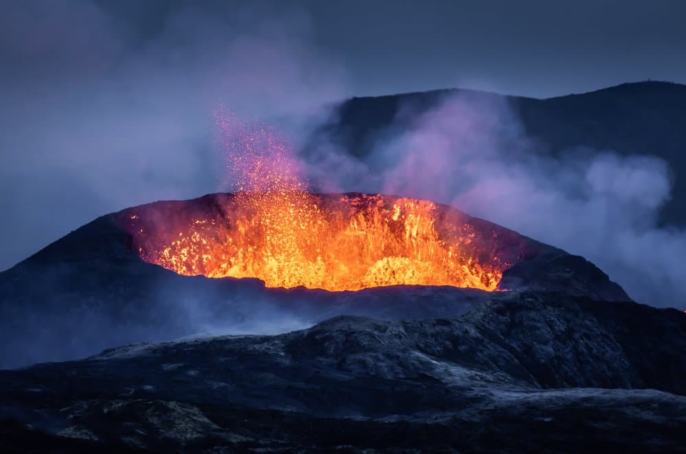 Fiery Volcanic Eruption by Genadijs Ze — canvas wall art