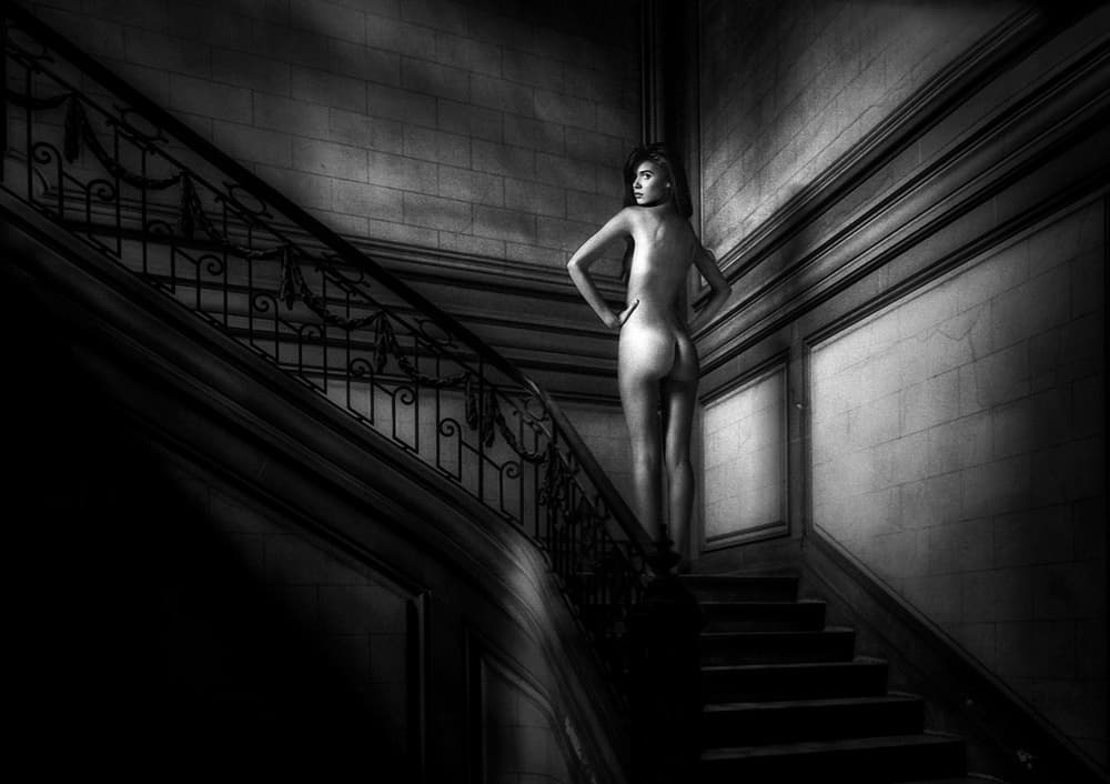 Elegant Figure Grand Staircase by Holger Droste — canvas wall art