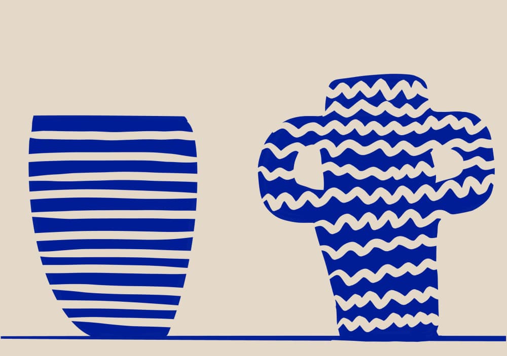 Modern Blue Vases by Sharyn Bursic — canvas wall art