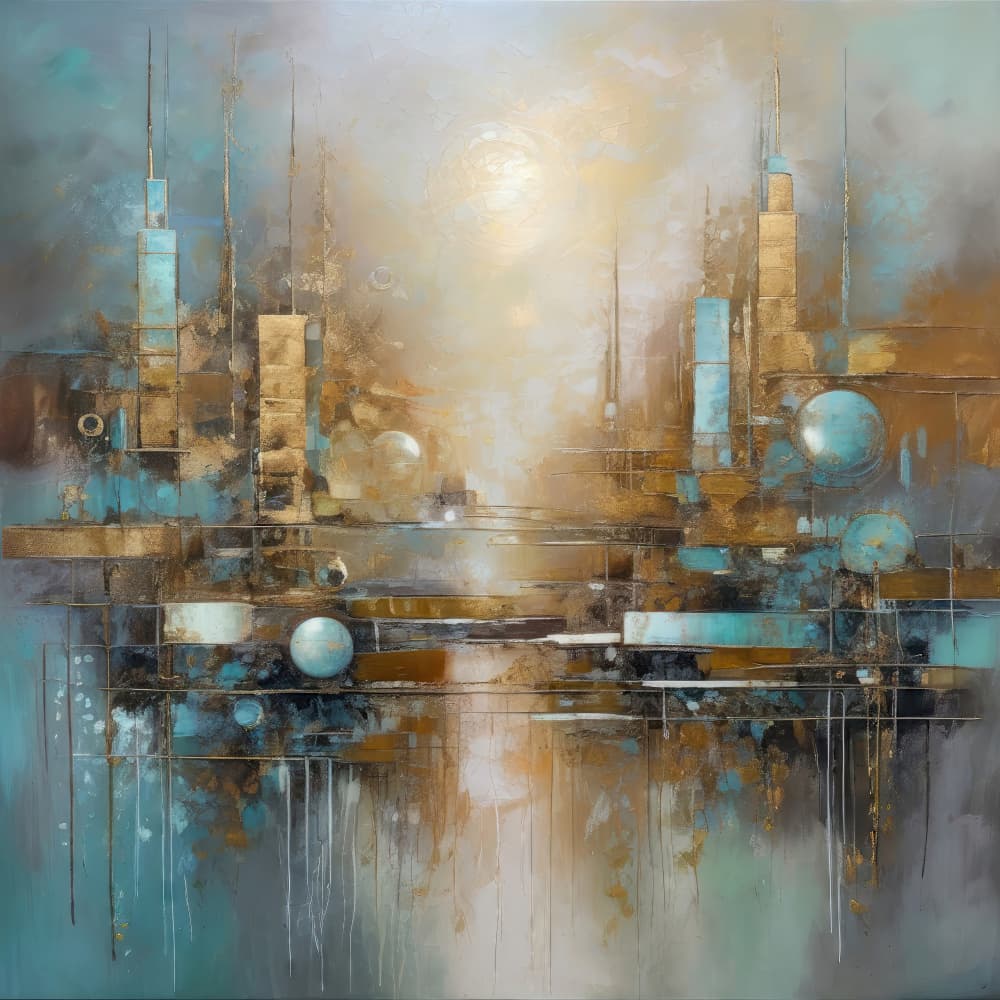 Futuristic Cityscape Reflection by Alpenglow Workshop — canvas wall art