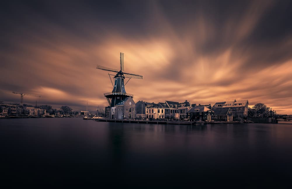 Dutch Windmill Evening by Larry Deng APA — canvas wall art