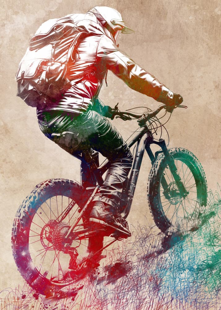 Vibrant Mountain Biker by Justyna Jaszke — canvas wall art