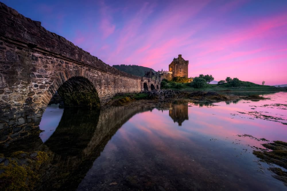 Purple Sky Castle Reflection by Srecko Jubic — canvas wall art