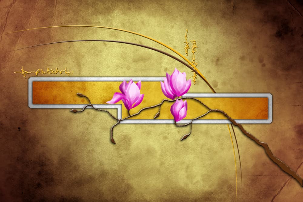 Pink Magnolia Gold by Rafal Kulik — canvas wall art