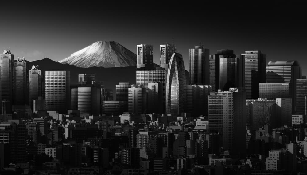 Tokyo Fuji Skyline by Shuchuan Liu — canvas wall art