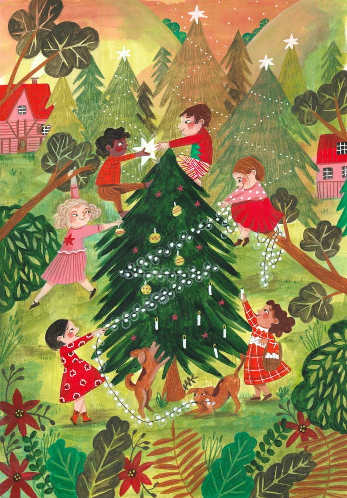Decorating the Christmas tree by Caroline Bonne Müller — canvas wall art