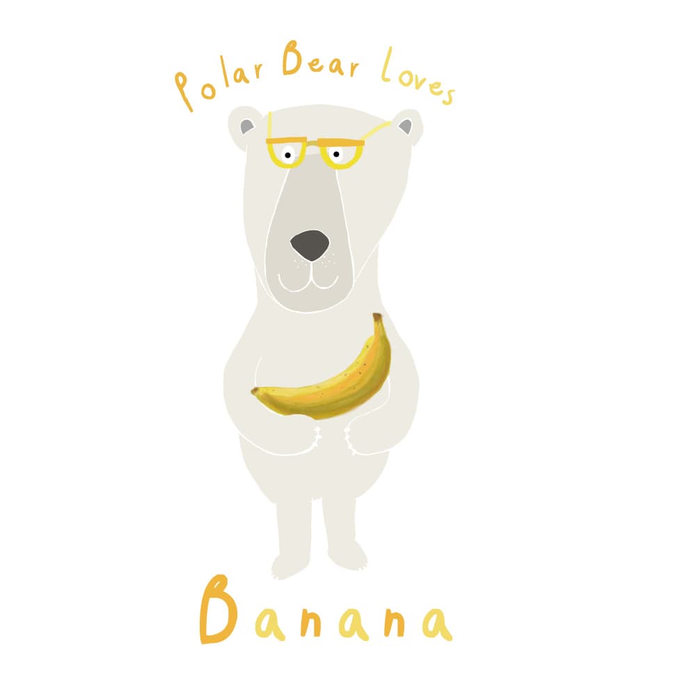 Cute Polar Bear Banana by Carla Daly — canvas wall art