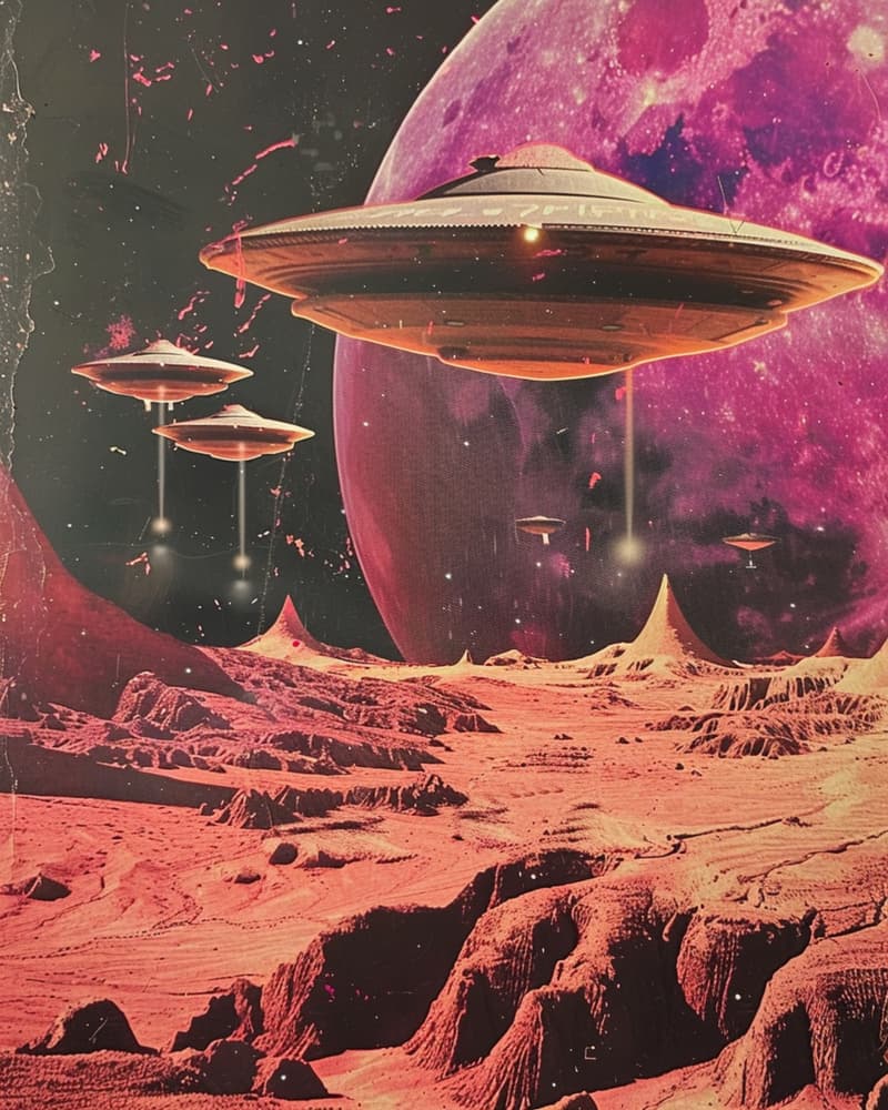 UFOs Over Red Planet by Samantha Hearn — canvas wall art
