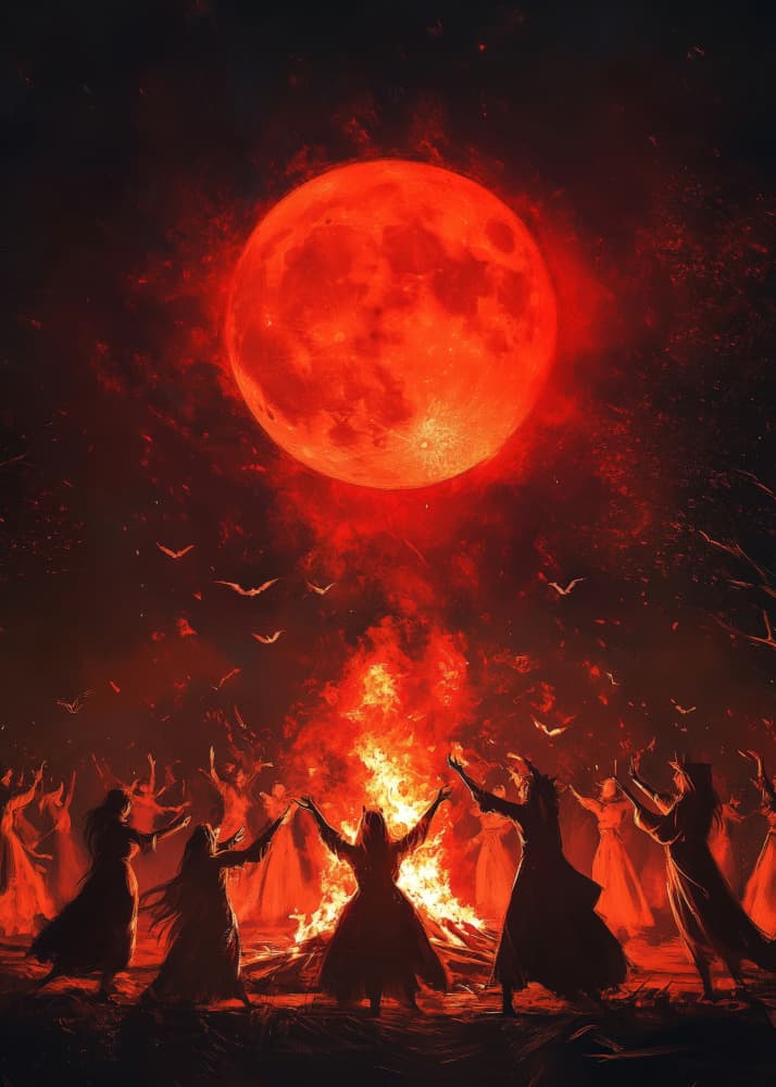 Red Moon Ritual by Justyna Jaszke — canvas wall art