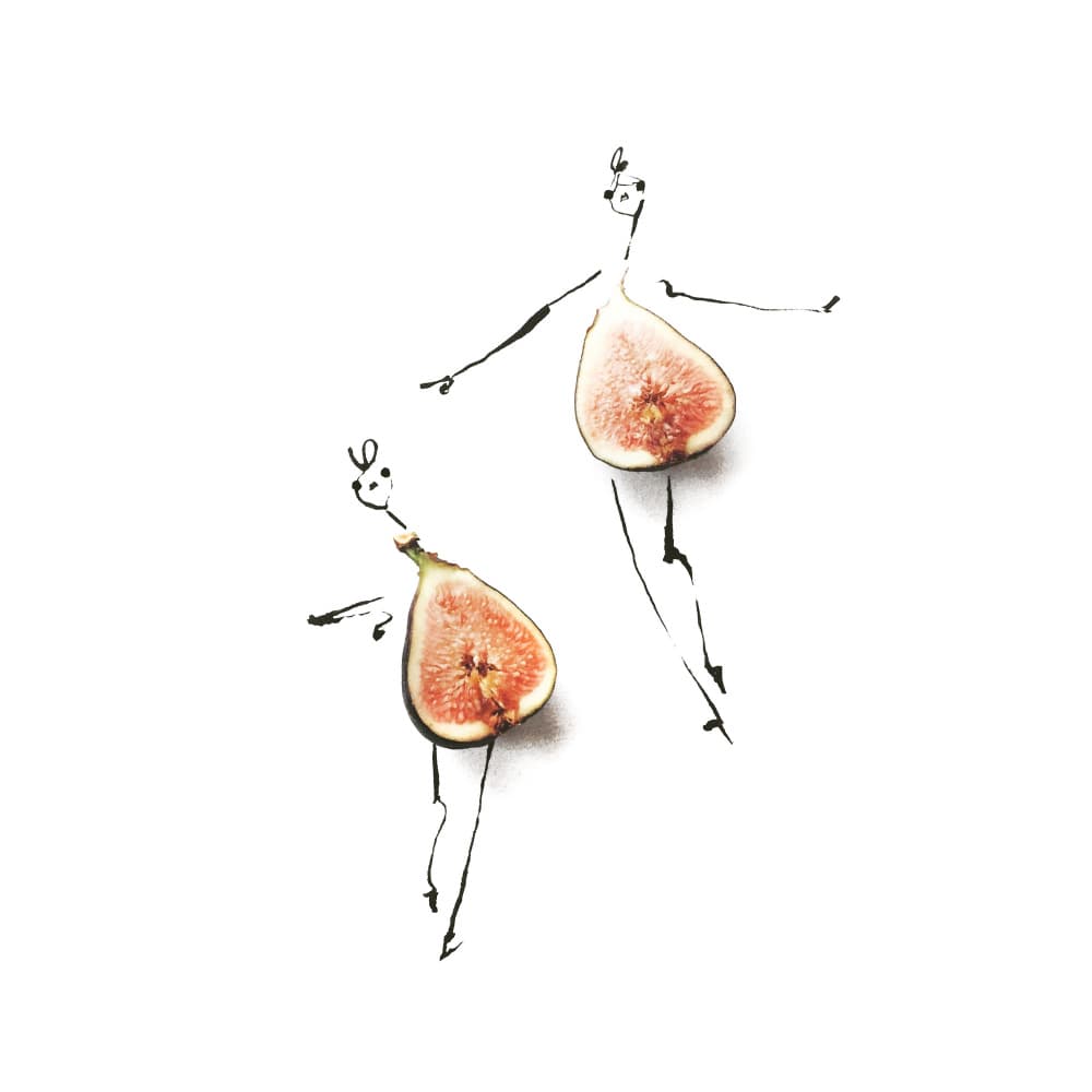 Whimsical Fig Dancers by Gretchen Roehrs — canvas wall art