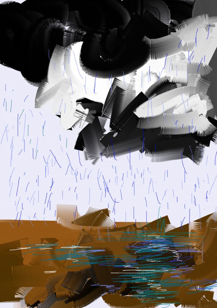 Abstract Rain Storm by Lembayung senja studio [Vintage Poster] — canvas wall art