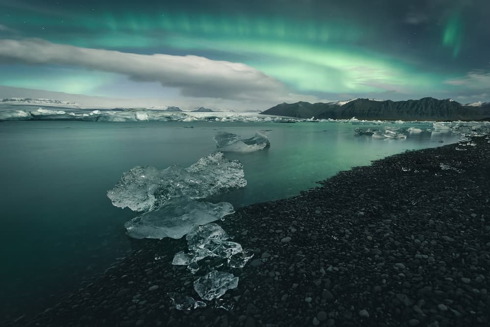Aurora Over Glacial Lagoon by Antonio Carrillo Lopez — canvas wall art