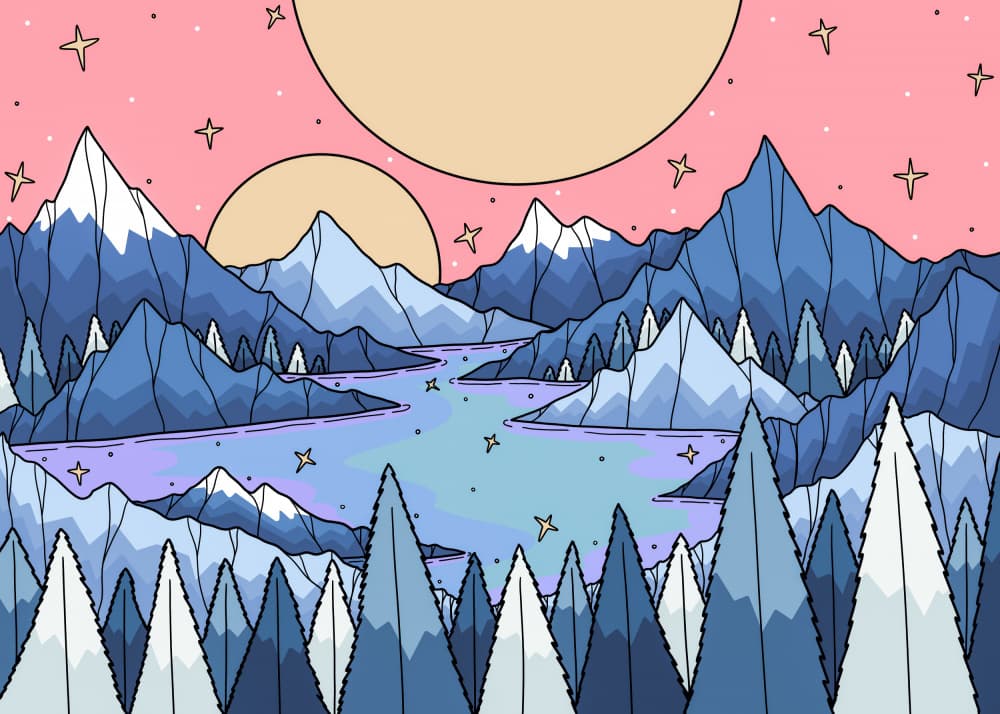 Celestial Winter Landscape by Stephen Wade — canvas wall art