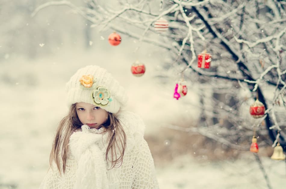Christmas Girl Snow Day by Elena Karagyozova — canvas wall art