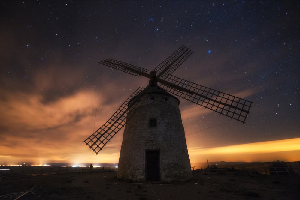 Stars Over Old Windmill by David Martin Castan — canvas wall art