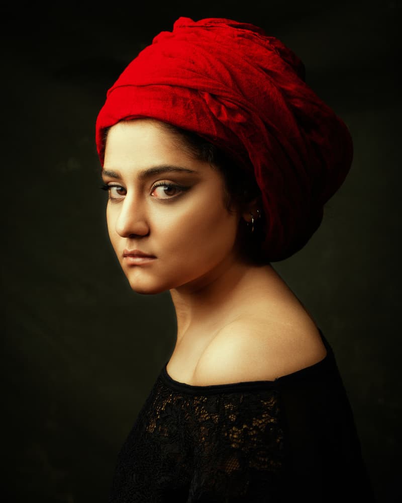 Woman in Red Turban by Mehdi Mokhtari — canvas wall art