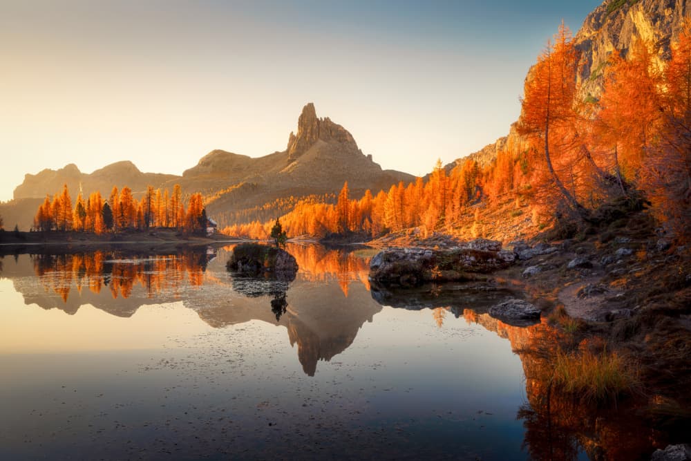 Autumn Mountain Lake Reflection by Martin Morávek — canvas wall art