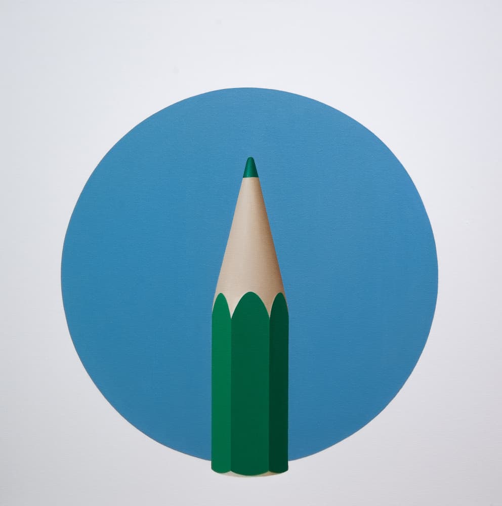 Green Pencil Blue Circle by Ildefonso Martín — canvas wall art