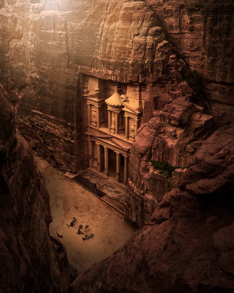 Ancient Petra Treasury by Nikola Vukotic — canvas wall art