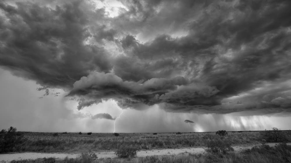 Lightning Strikes Plains by Jun Zuo — canvas wall art
