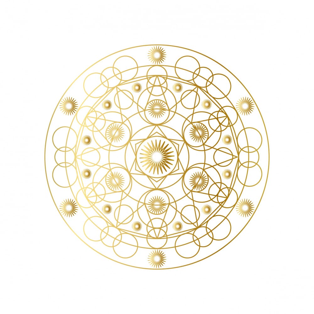 Golden Sacred Geometry Mandala by Marika Barsrsind — canvas wall art