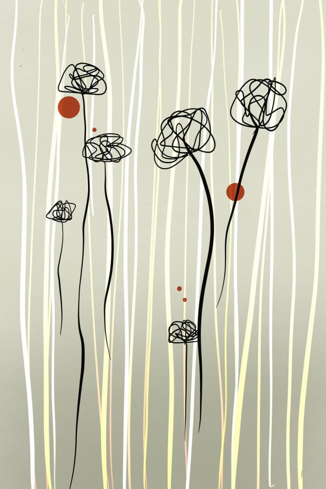 Abstract Floral Stems by Ankie Kooi — canvas wall art