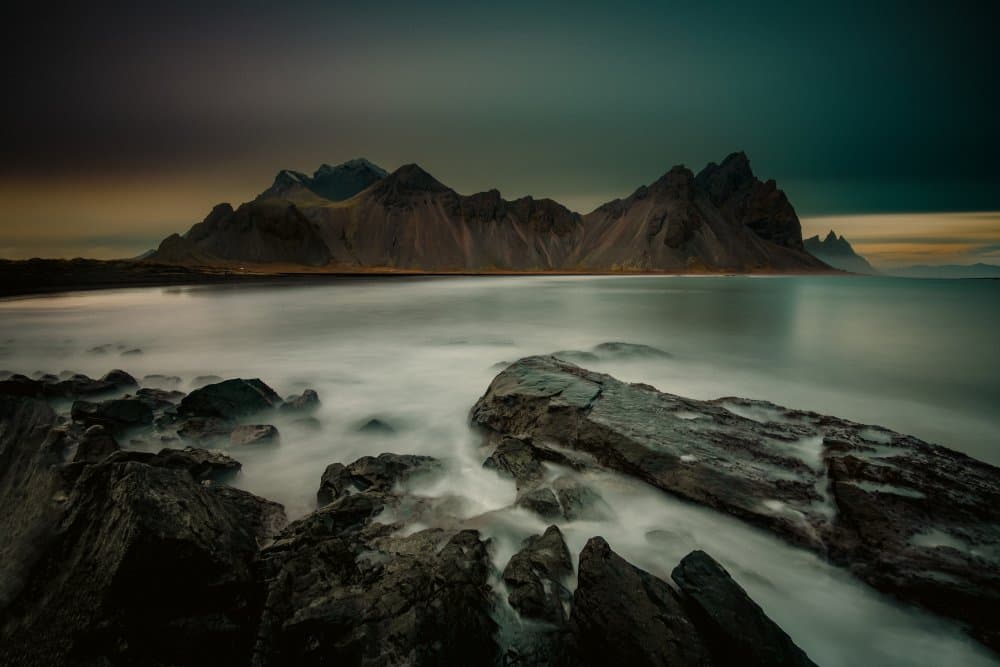 Moody Vestrahorn Coast by Sunny Ding — canvas wall art