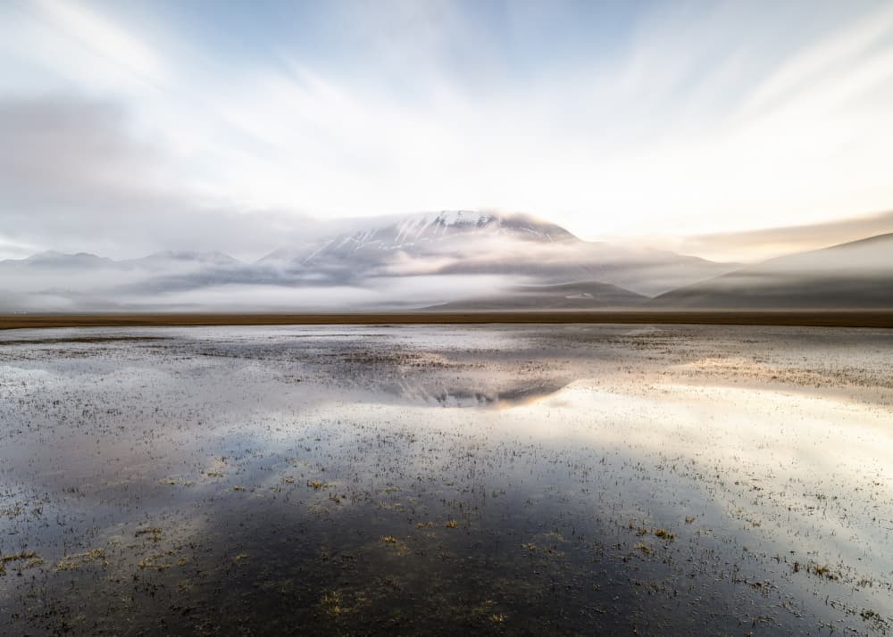 Misty Mountain Reflection by Sergio Barboni — canvas wall art