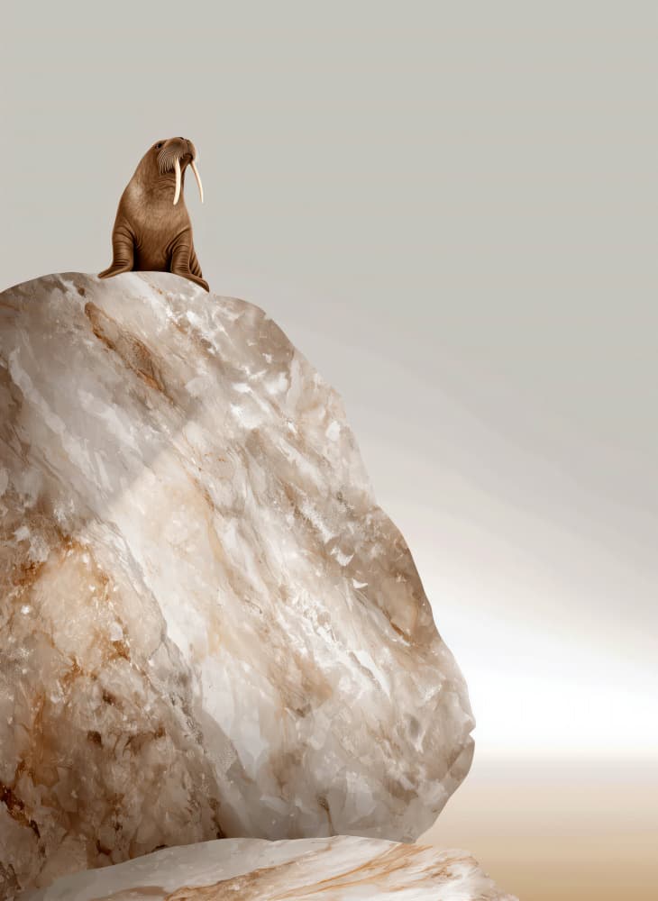 Solitary Walrus Rock by Justyna Jaszke — canvas wall art