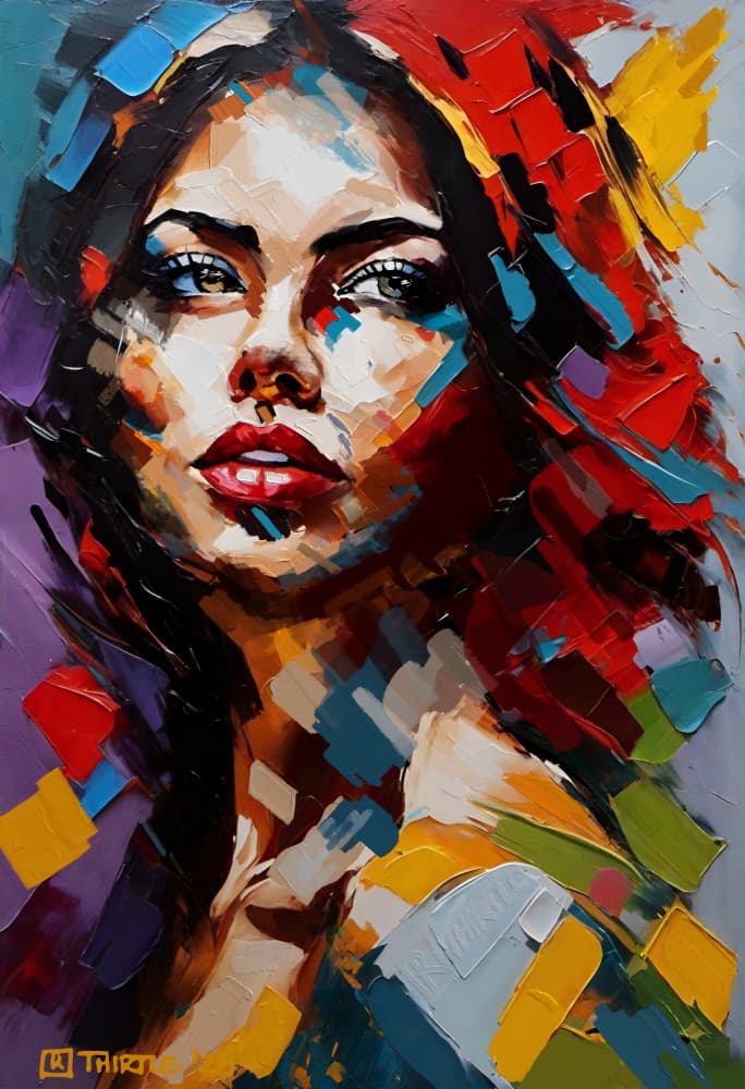 Vibrant Abstract Woman Portrait by Robert Thirtle — canvas wall art