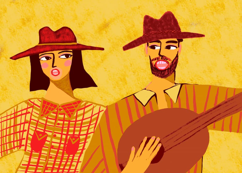 Folk Music Duo by Sharyn Bursic — canvas wall art