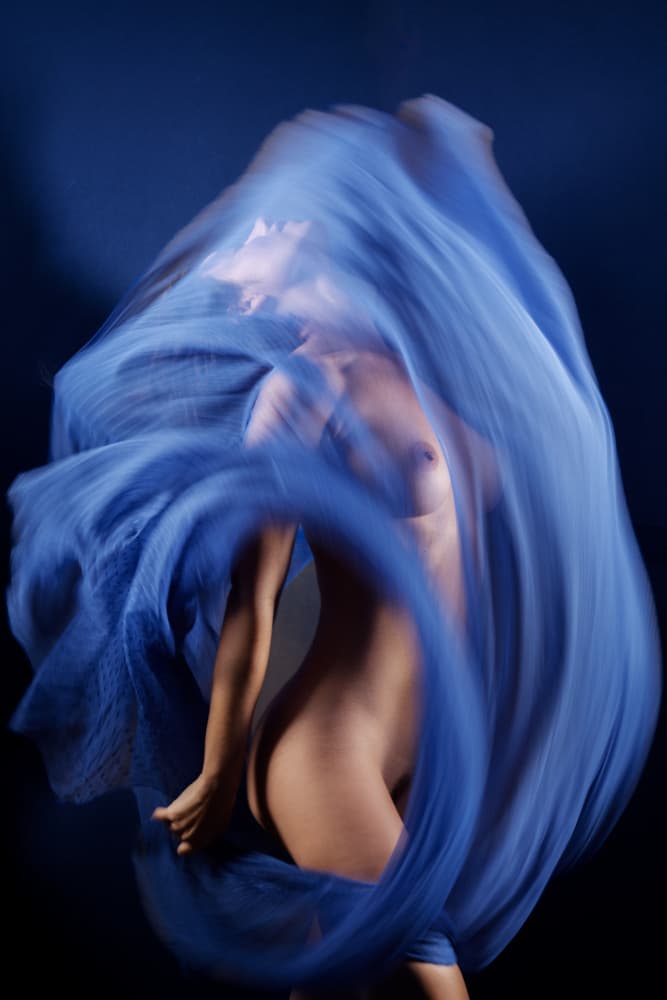 Flowing Blue Form by Rafael L. Bardají — canvas wall art