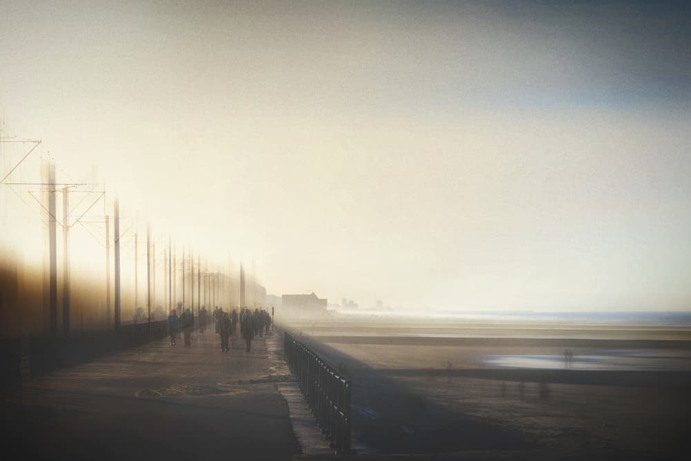 Misty Beach Figures by Bruno Flour — canvas wall art