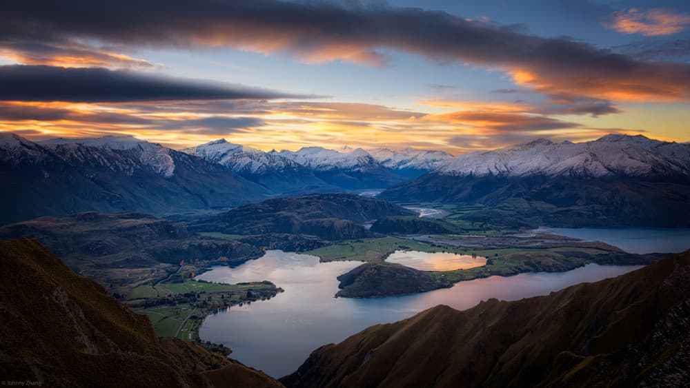 Mountain Lake Sunset View by Johnny Zhang — canvas wall art