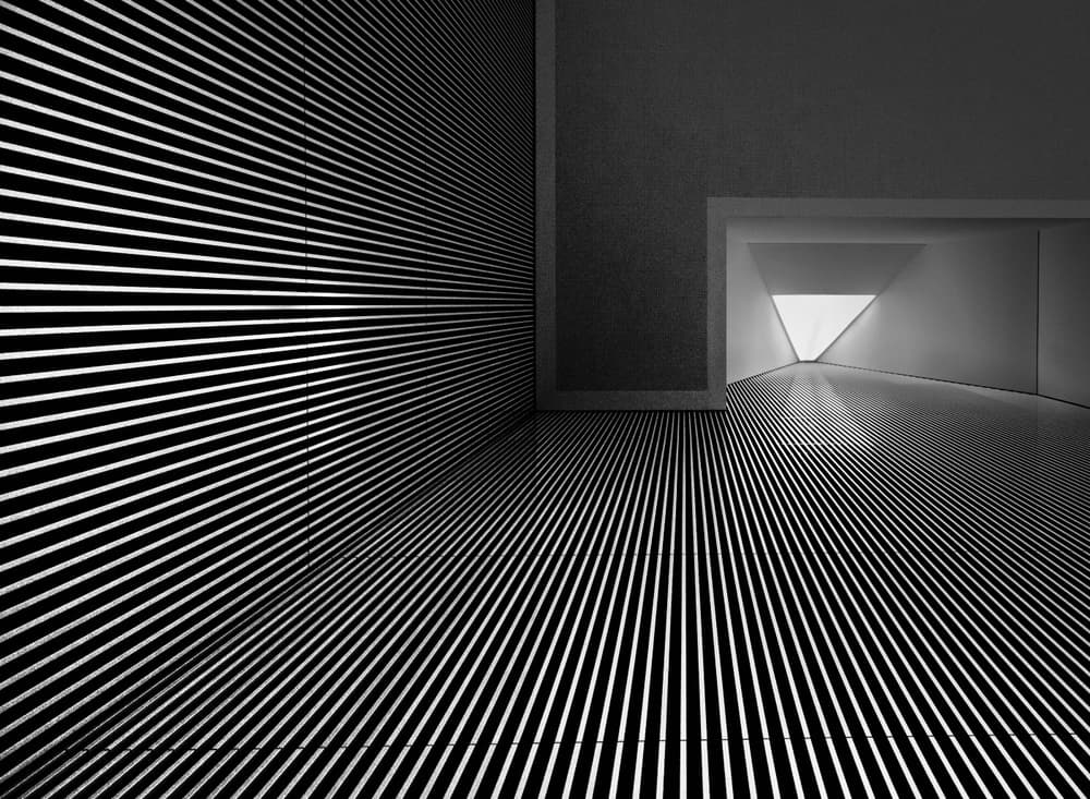 Optical Striped Hallway by Lukasz Derangowski — canvas wall art