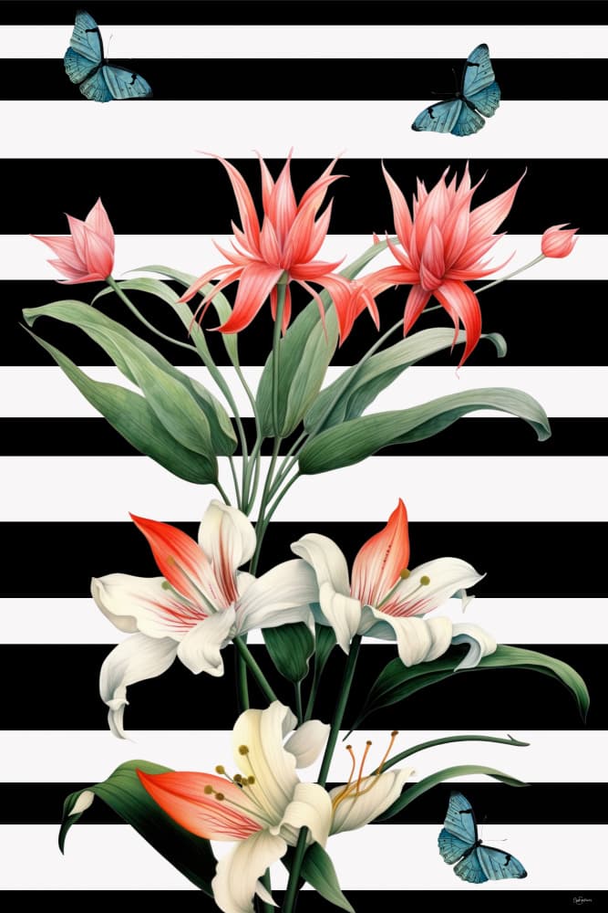 Vibrant Flowers Striped Background by Sue Skellern — canvas wall art