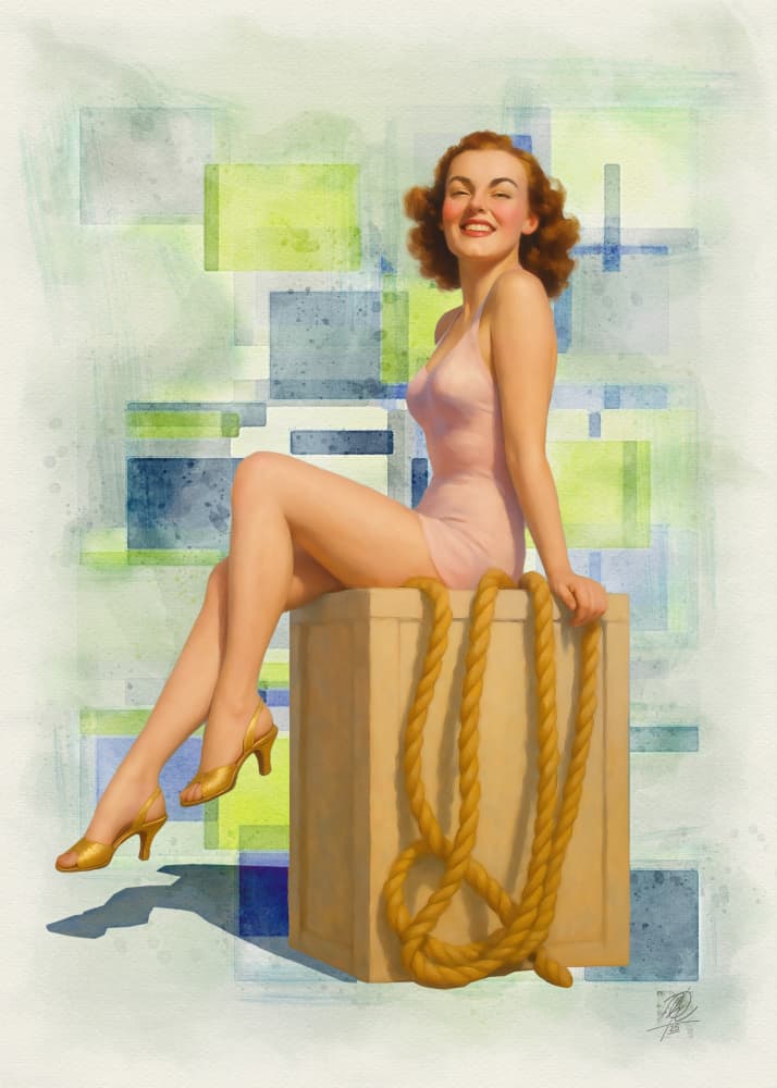 Happy Vintage Pinup by Osvaldo Russo — canvas wall art