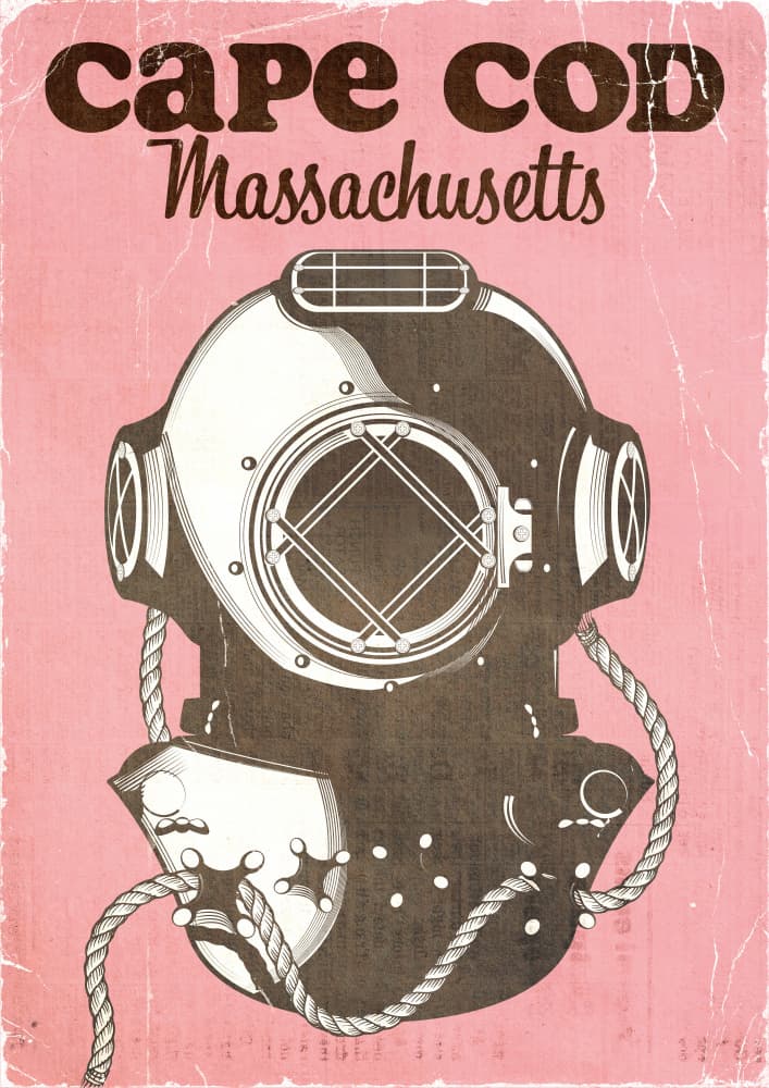 Vintage Cape Cod Diver by Nicholas — canvas wall art