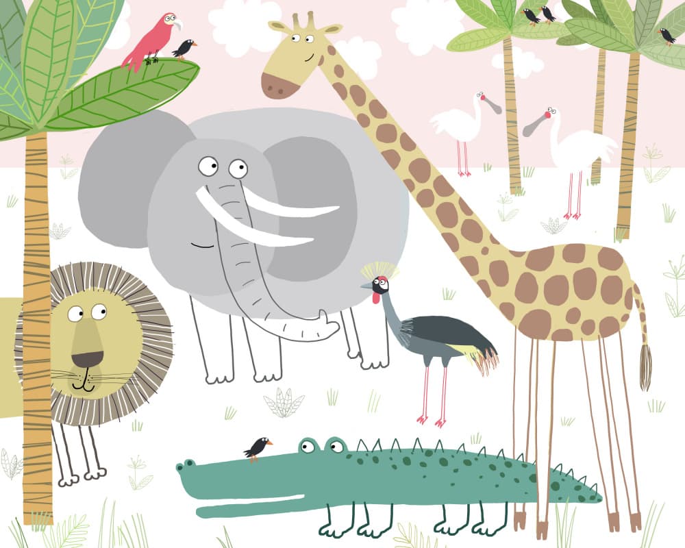 Happy Safari Friends by Carla Daly — canvas wall art