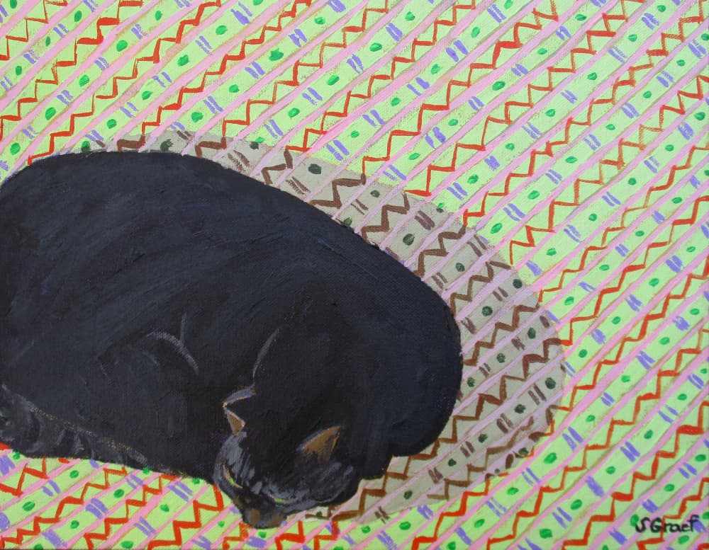 Cat on Pattern Rug by Sue Graef — canvas wall art
