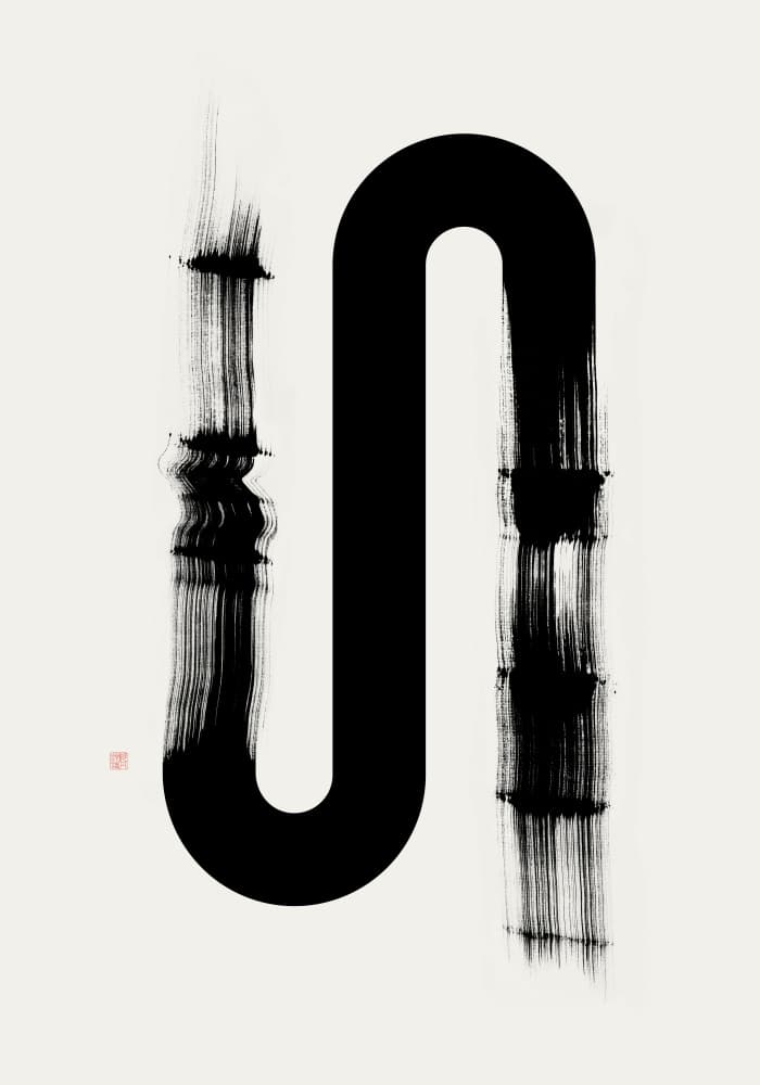 Zen Black Brushstroke Curve by Thoth Adan — canvas wall art