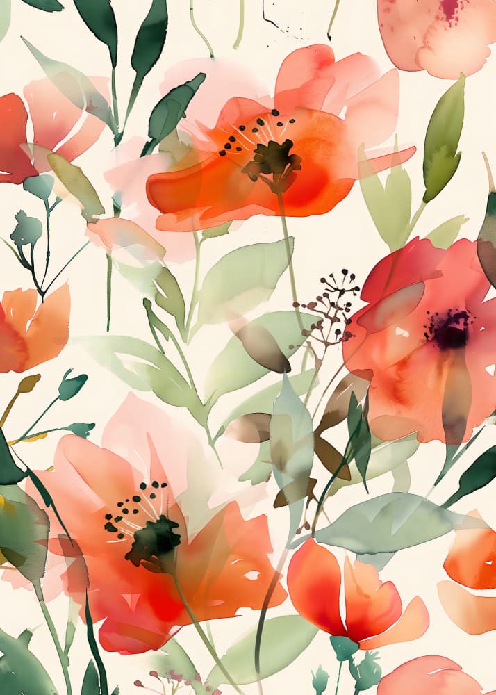 Vibrant Watercolor Poppies by Andreas Magnusson — canvas wall art