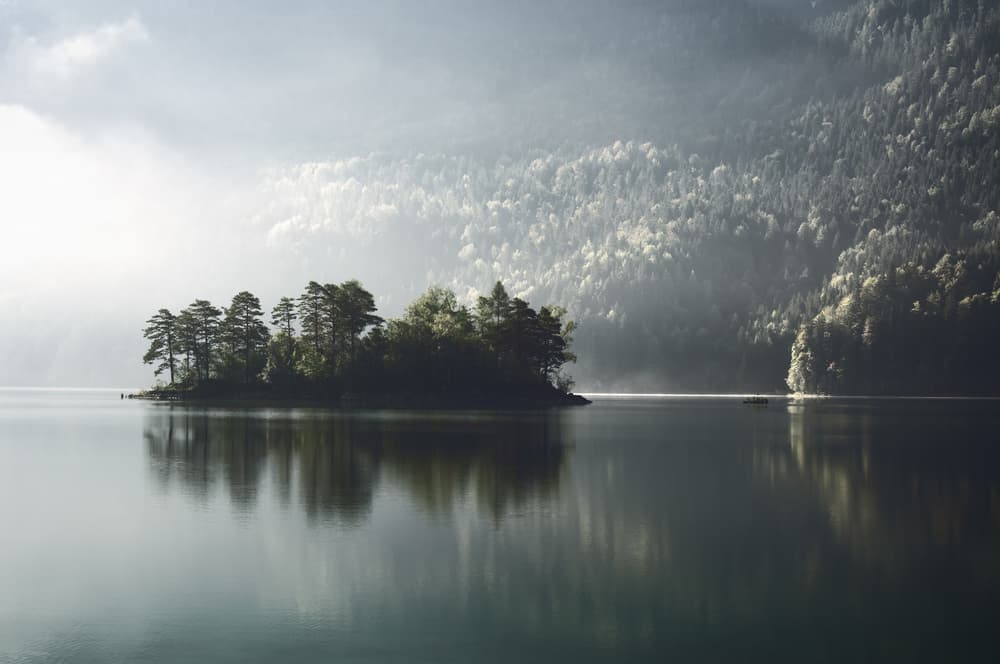 Misty Mountain Lake by Jan Rauwerdink — canvas wall art